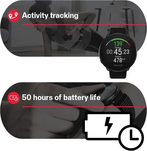 Vista 4 de POLAR Unite - Reloj de fitness impermeable (incluye frecuencia cardíaca basada en la muñeca y seguimiento del sueño)