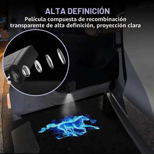 Vista 7 de Zufoty 2PCS Luces Proyectoras para Puertas de Automóvil, Proyector de Logo LED para Puerta de Automóvil, Luz LED Inalámbrica de Cortesía, Luces