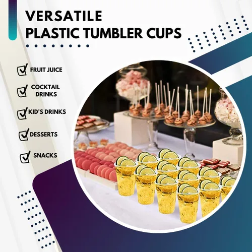 Vista 4 de Green Direct Vasos de plástico duro transparente de 7 onzas – Vasos desechables de plástico resistente para bodas, cócteles y bares – Vasos