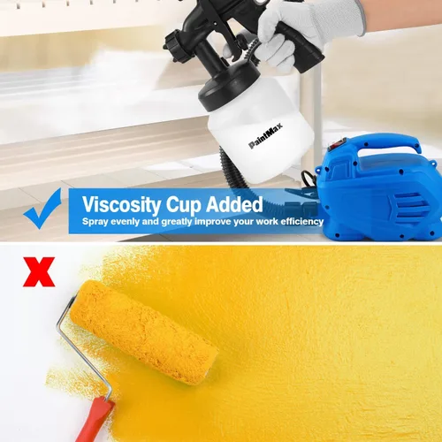 Vista 5 de iMounTEK Pulverizador de pintura, pulverizador de pintura eléctrico de mano de alta potencia de 650 W, 3 patrones de pulverización con contenedor