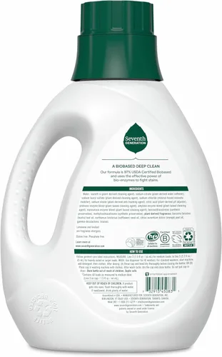 Vista 2 de Seventh Generation Detergente líquido para ropa, aroma cítrico fresco, 60 cargas, combate las manchas, 90 onzas líquidas