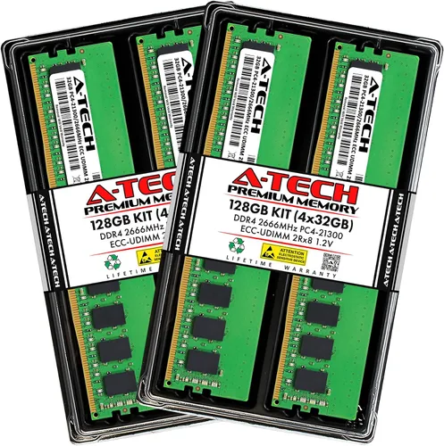 Vista 24 de A-Tech Servidor 4GB DDR4 2133MHz PC4-17000 ECC UDIMM 1Rx8 Rango único 1.2V ECC sin búfer DIMM 288-Pin Server & Workstation RAM módulo