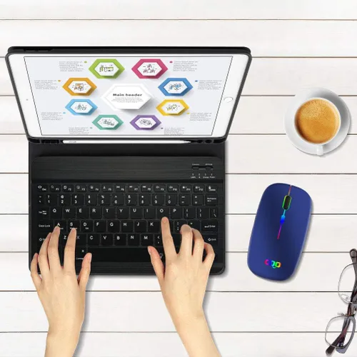 Vista 7 de COO Ratón inalámbrico, LED delgado modo dual (Bluetooth 5.1 y 2.4G inalámbrico) Ratón LED recargable con 3 DPI ajustables para iPad, MacBook