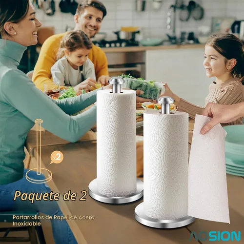 Vista 3 de AOSION Paquete de 2 soportes para toallas de papel de acero inoxidable