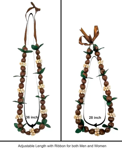 Vista 3 de Hawaiian Leis Kukui - Collar con cuentas de concha de cauri para hombre y mujer, 28in, ajustable, varios