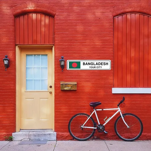 Vista 4 de Letrero de calle de Bangladesh personalizado con nombre de la ciudad, placa de lata de metal de Bangladesh para decoración del hogar, regalo
