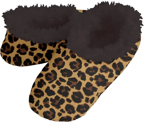 Vista 6 de Snoozies Sherpa-Lined Slipper Socks Fuzzy, Cute - Classic Prints Negro/Rojo