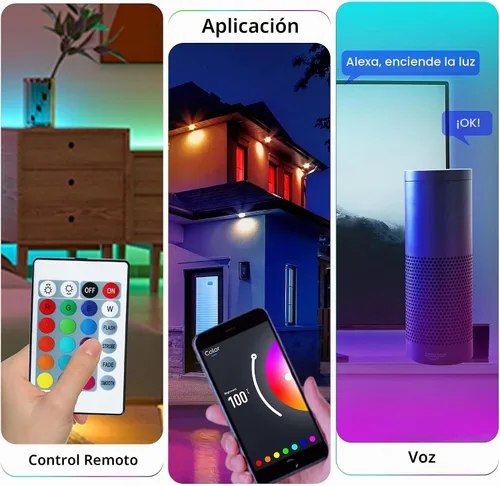 Vista 7 de GUPUP Tira de luces LED WiFi de 200 pies, compatible con Alexa y Google Assistant, 2 rollos de tira de luz LED RGB de 100 pies, cambio
