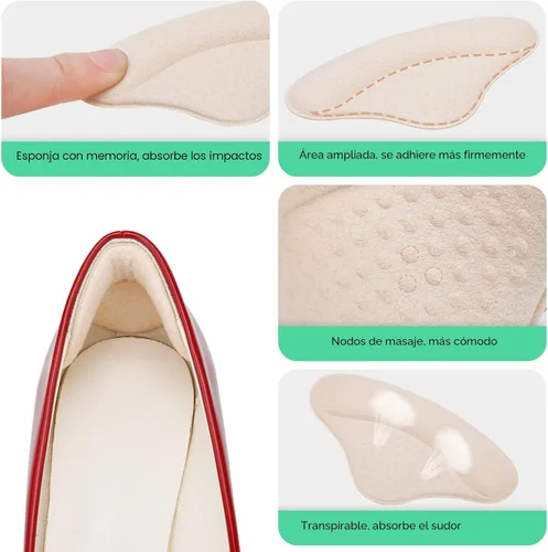 Vista 4 de 6 pares de almohadillas de talón para zapatos sueltos, almohadillas de talón para zapatos demasiado grandes, para hombres y mujeres, protectores