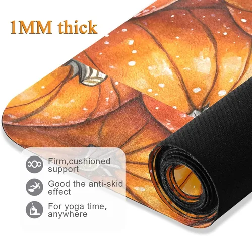 Vista 5 de Pumpkins Yoga Mat Non Slip Thick Kids Eco Friendly Rubber Workout Foldable Yoga Mat Women Exercise