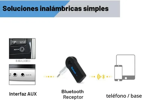 Vista 5 de Adaptador AUX Bluetooth para coche, receptor de audio inalámbrico portátil kits de coche manos libres con AUX 3.5mm