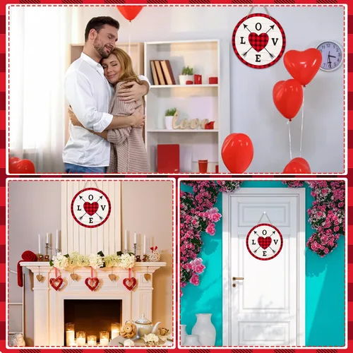 Vista 3 de Letrero de decoración de puerta para el día de San Valentín, letrero de amor para el día de San Valentín, decoración de feliz día de San Valentín