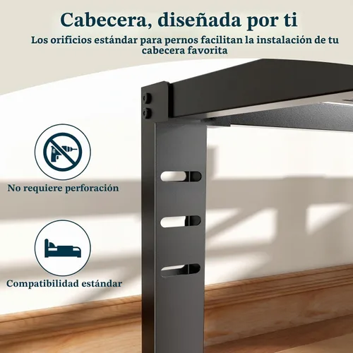 Vista 5 de Marco de cama individual, plataforma de metal resistente de 14 pulgadas