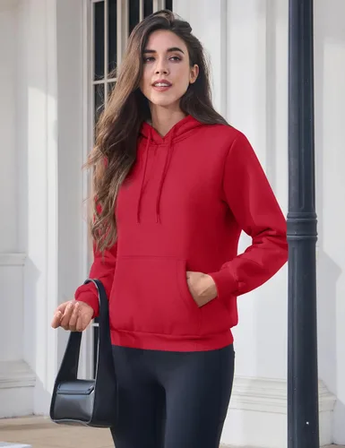 Vista 23 de MAGCOMSEN Sudaderas con capucha para mujer, con forro de sherpa, de vellón, para invierno, cálido, pesado, de algodón, con bolsillo