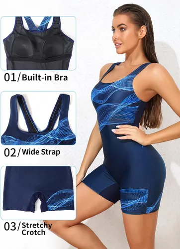 Vista 45 de ATTRACO Traje de baño deportivo de una pieza para mujer, traje de baño deportivo de entrenamiento
