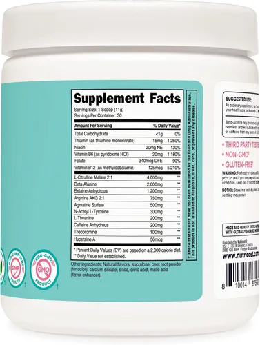 Vista 4 de Nutricost Polvo de preentrenamiento para mujeres, ponche de frutas, 30 porciones