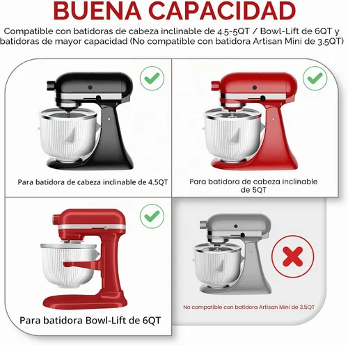 Vista 3 de Accesorio para máquina de helados para batidoras KitchenAid, se adapta a batidoras de pie KitchenAid de 4.5/5QT y 6QT, para hacer helado congelado