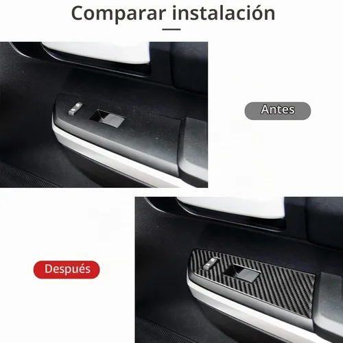 Vista 3 de Bilisin Adhesivo de fibra de carbono compatible con el interruptor de elevación de ventana Toyota, cubierta del panel de control, accesorios Negro