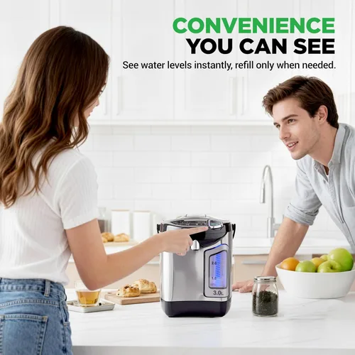 Vista 6 de NutriChef Hervidor Eléctrico de Agua y Calentador - Dispensador Eléctrico de Agua Caliente de Acero Inoxidable de 3L/3.17 Qt con Base Giratoria