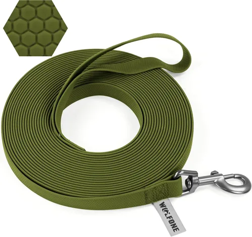 Vista 13 de WOLFONE Correa de PVC impermeable para perro, correa de entrenamiento larga de 10 pies, núcleo de nailon resistente sin enredos, correa recubierta