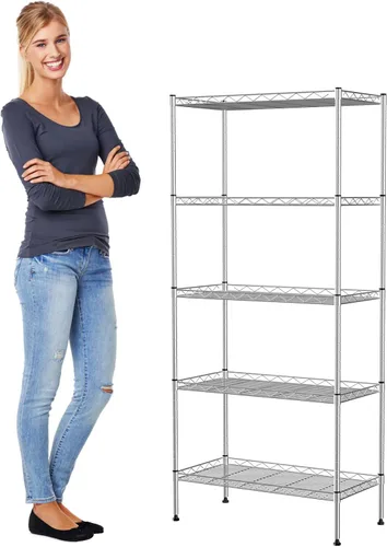 Vista 9 de Estantería de almacenamiento de 5 niveles, estante NSF ajustable en altura, estantes de alambre organizador de acero para lugares pequeños, cocina