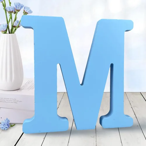 Vista 30 de AOCEAN - Letras de madera azul de 6 pulgadas, letras de madera sin terminar para decoración de pared, letras decorativas en pie, cortes de letras
