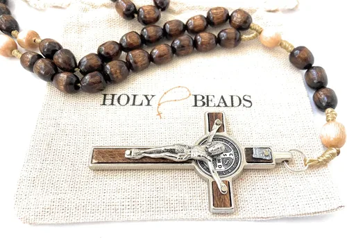 Vista 7 de ORIGINAL Hecho en Italia Collar Rosario Bendecido por el Papa Francisco Vaticano Roma Medalla San Benito Patrono de la Muerte, atletas Soldadores