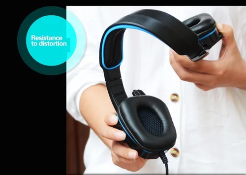 Vista 4 de LIMUSIC Azul G4000 Profesional Audífonos con salida 3,5 mm para PC estéreo para Juegos con cancelación de sonido, Control de Volumen, micrófono