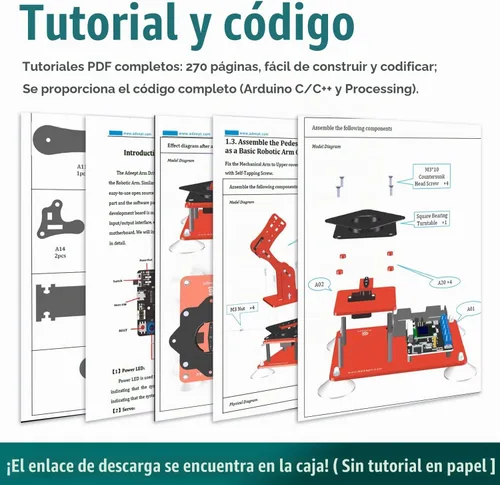 Vista 4 de Kit de Brazo Robótico Adeept de 5DOF Compatible con Arduino IDE, Brazo Robótico Programable DIY Codificación STEM Educativo de 5 Ejes, Kit Inicial