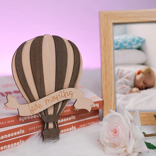 Vista 8 de Tarjetas de hitos mensuales para bebés, discos de hitos mensuales de madera, accesorios de fotografía para recién nacidos para documentar