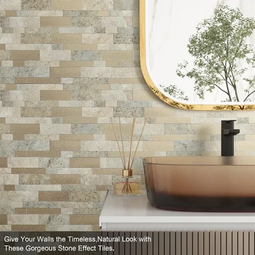 Vista 3 de BeNice Backsplash - Azulejos de pared despegar y pegar para cocina, adhesivos lineales de mosaico estilo metro autoadhesivos impermeables para baño