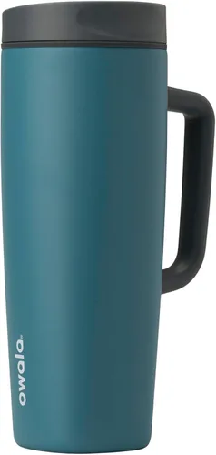 Vista 9 de Owala SmoothSip Slider - Vaso de café aislado de acero inoxidable, reutilizable, taza de café helado, taza de viaje para café caliente, sin BPA, 12