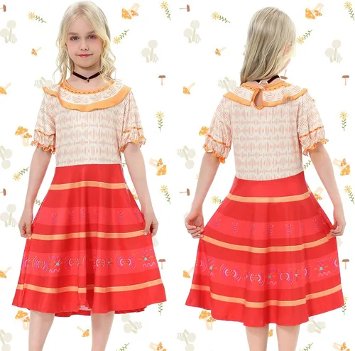 Vista 6 de Dolores Costume for Girls Cosplay Outfit Princess Dress with Wig Necklace Bow Headband for Halloween