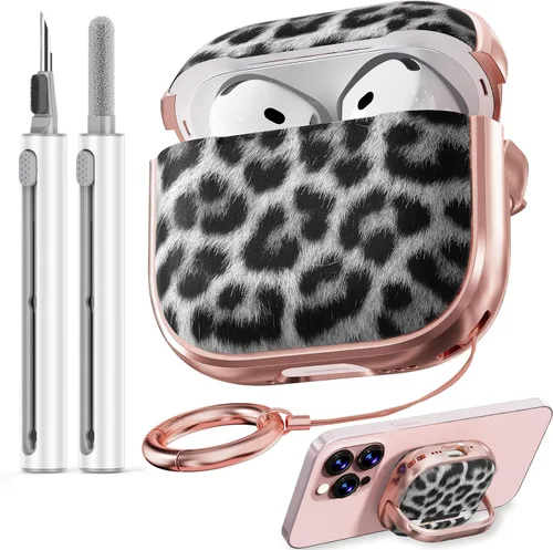 Vista 39 de Inesore Funda con bloqueo de seguridad para AirPods 4 2024, bonita funda floral para AirPod de 4ª generación para mujeres con kit limpiador