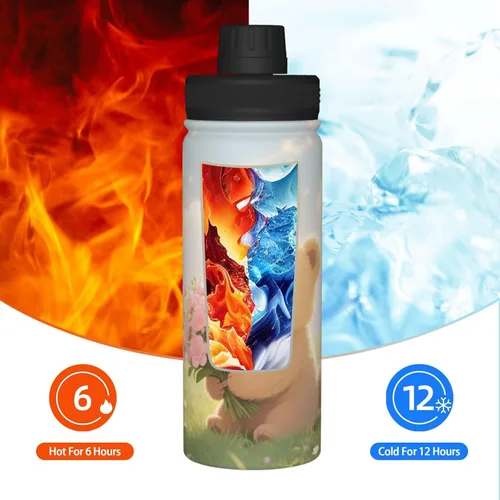 Vista 6 de Hervidor de agua aislado de acero inoxidable con estampado divertido, ideal para deportes y viajes