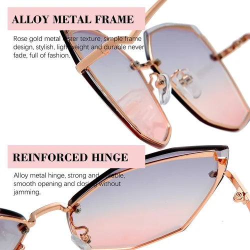 Vista 8 de Gafas de sol SNOTIO para mujer diseño poligonal moderno de gran tamaño diseño moderno degradado protección UV400 montura de metal lentes octagonales