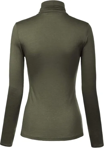 Vista 45 de MixMatchy Camisetas de manga larga delgadas y ligeras para mujer, cuello alto, capa base, camisetas activas