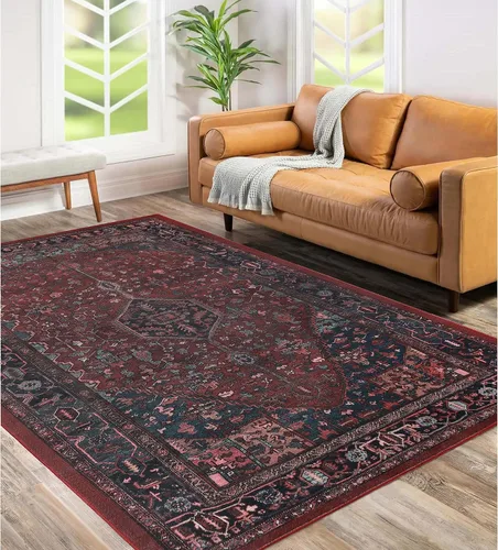 Vista 28 de SUPERIOR Medallion - Alfombra lavable, respaldo de algodón, alfombra para mesa de comedor, alfombra para vestíbulo, de fácil cuidado, alfombra Negro