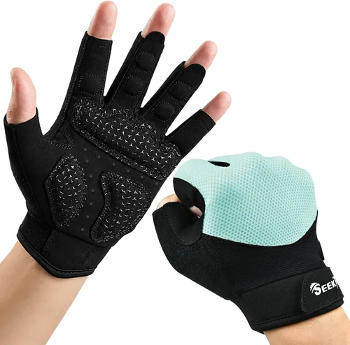 Vista 8 de Seektop Guantes de entrenamiento transpirables para mujeres y hombres, guantes gruesos acolchados para levantamiento de pesas, protección completa
