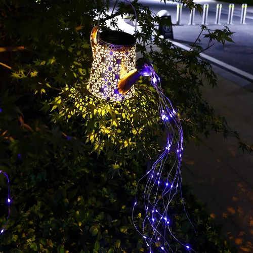 Vista 8 de VOOKRY - Regadera solar con luces, linternas solares grandes para colgar al aire libre, impermeable, decoración de jardín para el patio, césped