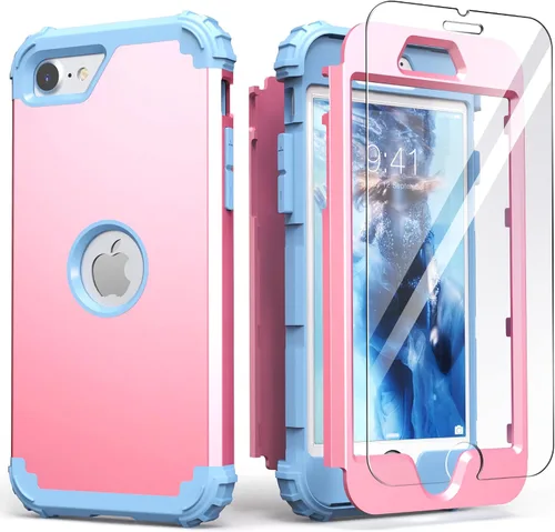 Vista 15 de IDweel Funda para iPhone SE 2020 con protector de pantalla, para iPhone SE 2022, 3 en 1, absorción de golpes, ajuste delgado, cubierta