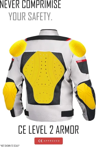 Vista 6 de WICKED STOCK Chaqueta de motociclista de malla para hombre - CE Nivel 2 Enduro Chaqueta de motociclista Armadura de motocicleta - Chaqueta