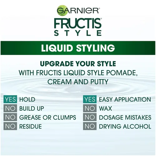 Vista 4 de Garnier Cuidado del cabello Fructis Style Shine and Hold Pomada líquida para el cabello para hombres, sin alcohol de secado, 4.2 onzas líquidas