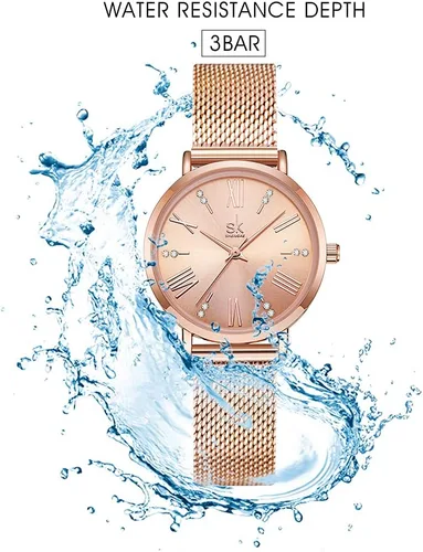 Vista 6 de Relojes simples analógicos de malla para mujer, correa de acero inoxidable, regalo para aniversario