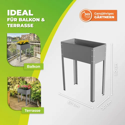 Vista 2 de Bio Green Freising-L - Cama de jardín elevada de metal con drenaje Pequeña maceta galvanizada y con recubrimiento de polvo para exteriores