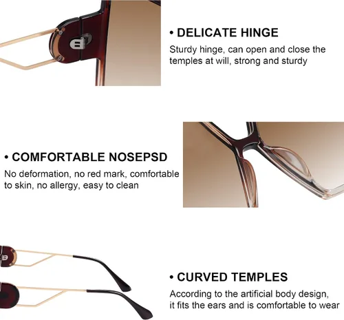 Vista 5 de STORYCOAST Gafas de sol cuadradas de gran tamaño para mujer, a la moda, con protección UV400