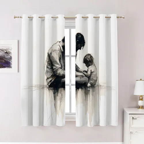 Vista 99 de Cortinas opacas de poliéster multicapa para ventanas de padre e hijo, 2 unidades, 26 x 24 pulgadas
