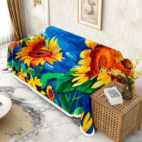 Vista 2 de Funda protectora de muebles de girasol para sofá de 3 cojines, resistente a las manchas Multi15