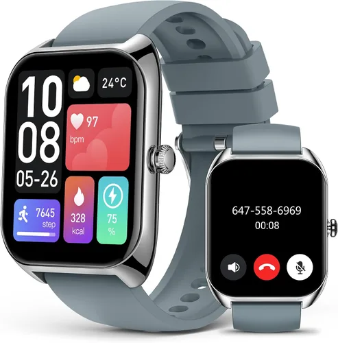 Vista 8 de Reloj inteligente (respuesta/hacer llamadas) para hombres y mujeres, reloj inteligente de 2.02 pulgadas con oxígeno en sangre, presión arterial