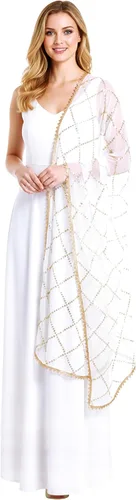 Vista 13 de Chandrakala Dupatta de gasa para mujer, chal bufanda envolvente Chunni (D238-P)